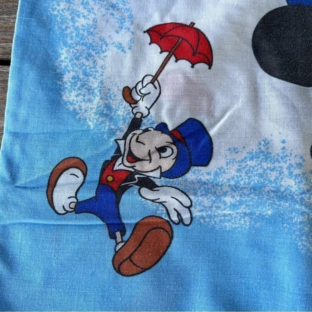 VTG Disney Mickey Minnie Hot Air Balloon Pillowcase Chipmunks Jiminy Cricket GUC